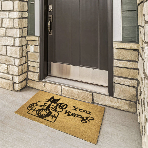 Atomic Cat Mid Century Modern Welcome Mat, Funny Quirky, You Rang, Nostalgic Rotary Phone