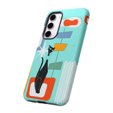 Atomic Cat, Mid Mod Aqua Blue, Geometric, Samsung, Google Pixel, Tough Cases Phone Case