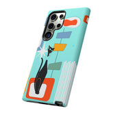 Atomic Cat, Mid Mod Aqua Blue, Geometric, Samsung, Google Pixel, Tough Cases Phone Case