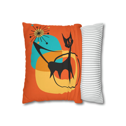 Atomic Cat, Orange Mid Mod Pillow Case ONLY Home Decor