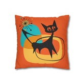 Atomic Cat, Orange Mid Mod Pillow Case ONLY Home Decor Mid Century Modern Gal