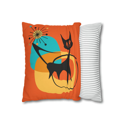 Atomic Cat, Orange Mid Mod Pillow Case ONLY Home Decor