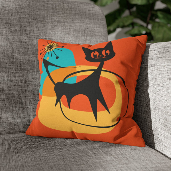 Atomic Cat, Orange Mid Mod Pillow Case ONLY