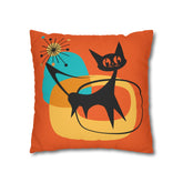 Atomic Cat, Orange Mid Mod Pillow Case ONLY Home Decor Mid Century Modern Gal