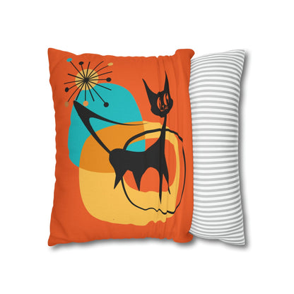 Atomic Cat, Orange Mid Mod Pillow Case ONLY Home Decor