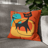 Atomic Cat, Orange Mid Mod Pillow Case ONLY Home Decor Mid Century Modern Gal