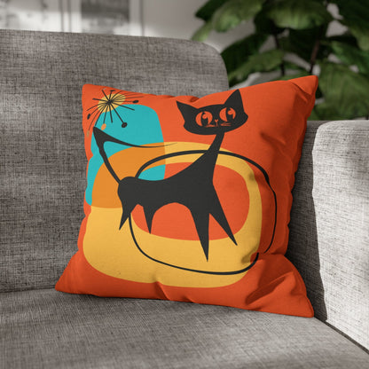 Atomic Cat, Orange Mid Mod Pillow Case ONLY Home Decor