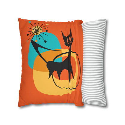 Atomic Cat, Orange Mid Mod Pillow Case ONLY Home Decor