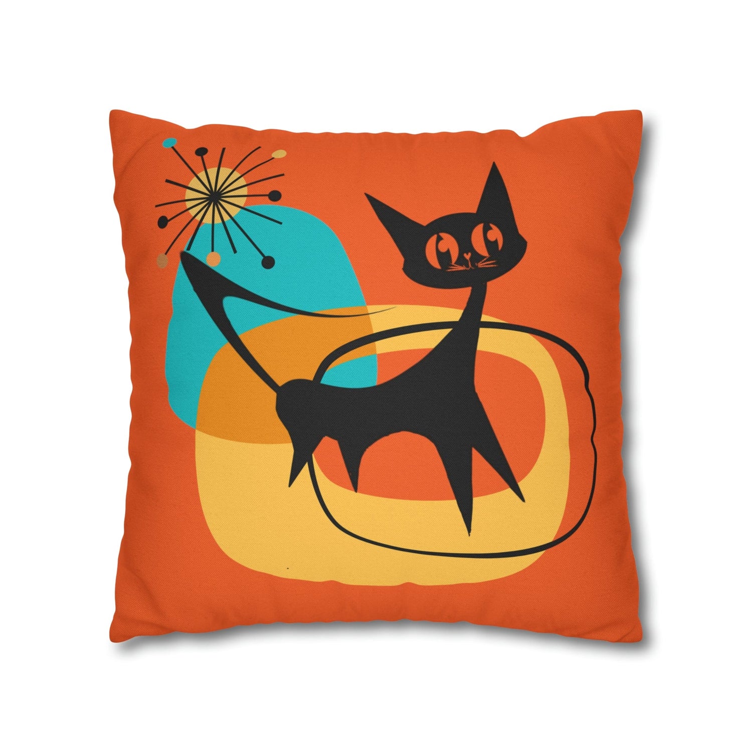 Atomic Cat, Orange Mid Mod Pillow Case ONLY Home Decor