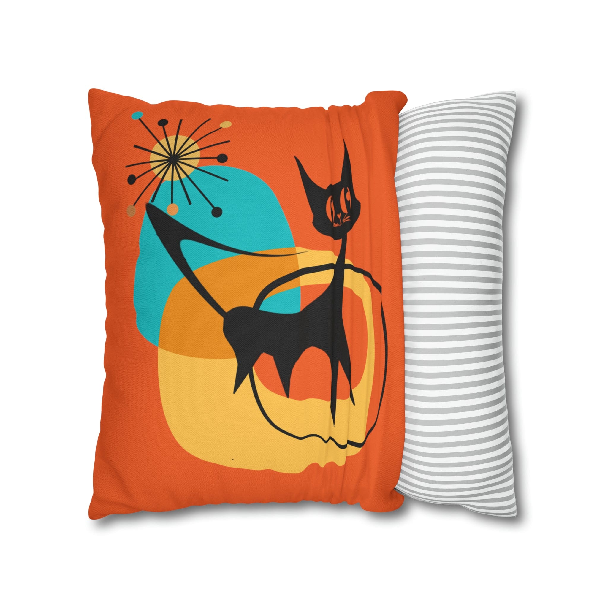 Atomic Cat, Orange Mid Mod Pillow Case ONLY Home Decor