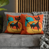 Atomic Cat, Orange Mid Mod Pillow Case ONLY Home Decor Mid Century Modern Gal