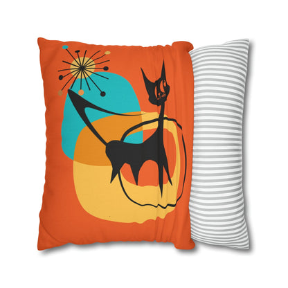 Atomic Cat, Orange Mid Mod Pillow Case ONLY Home Decor