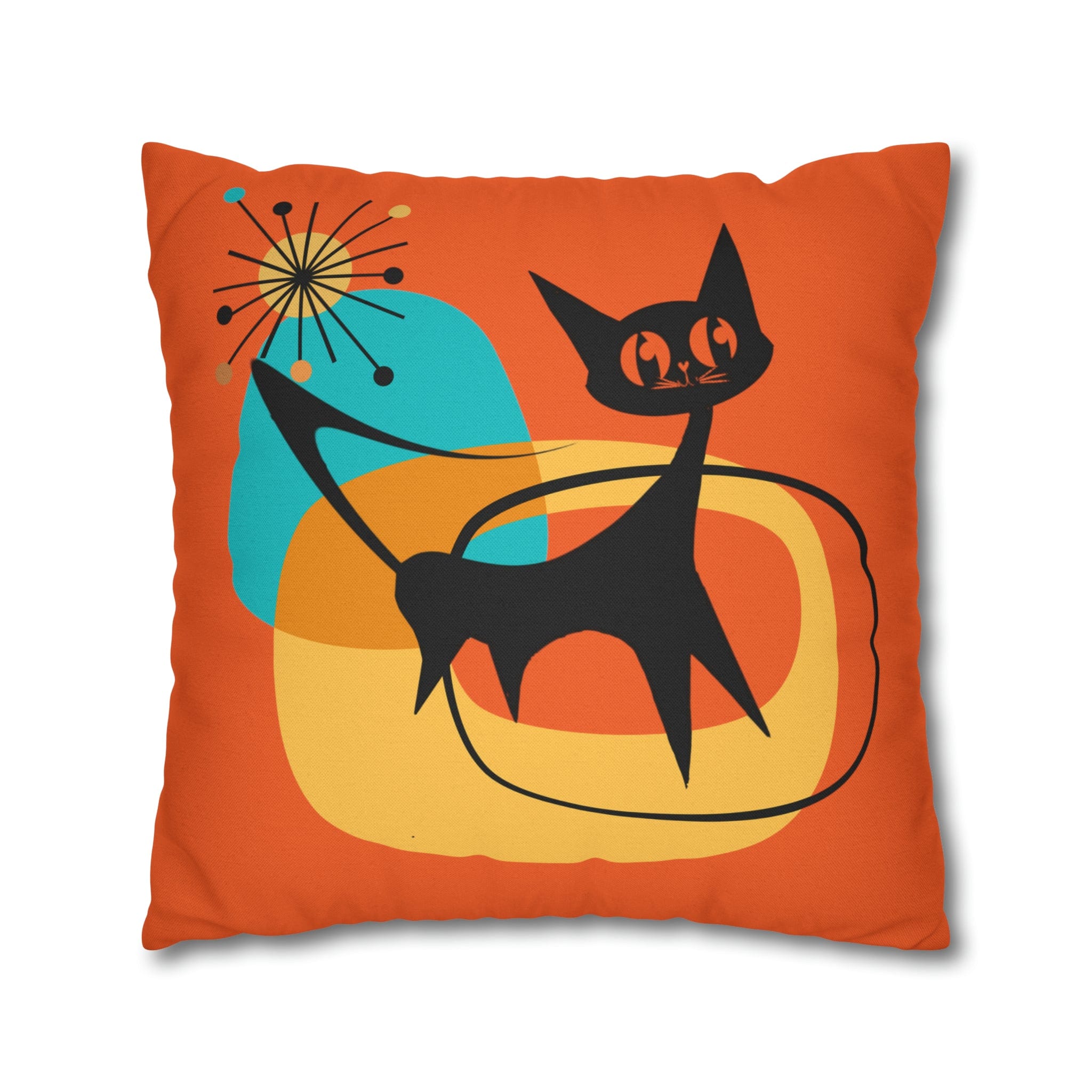 Atomic Cat, Orange Mid Mod Pillow Case ONLY Home Decor