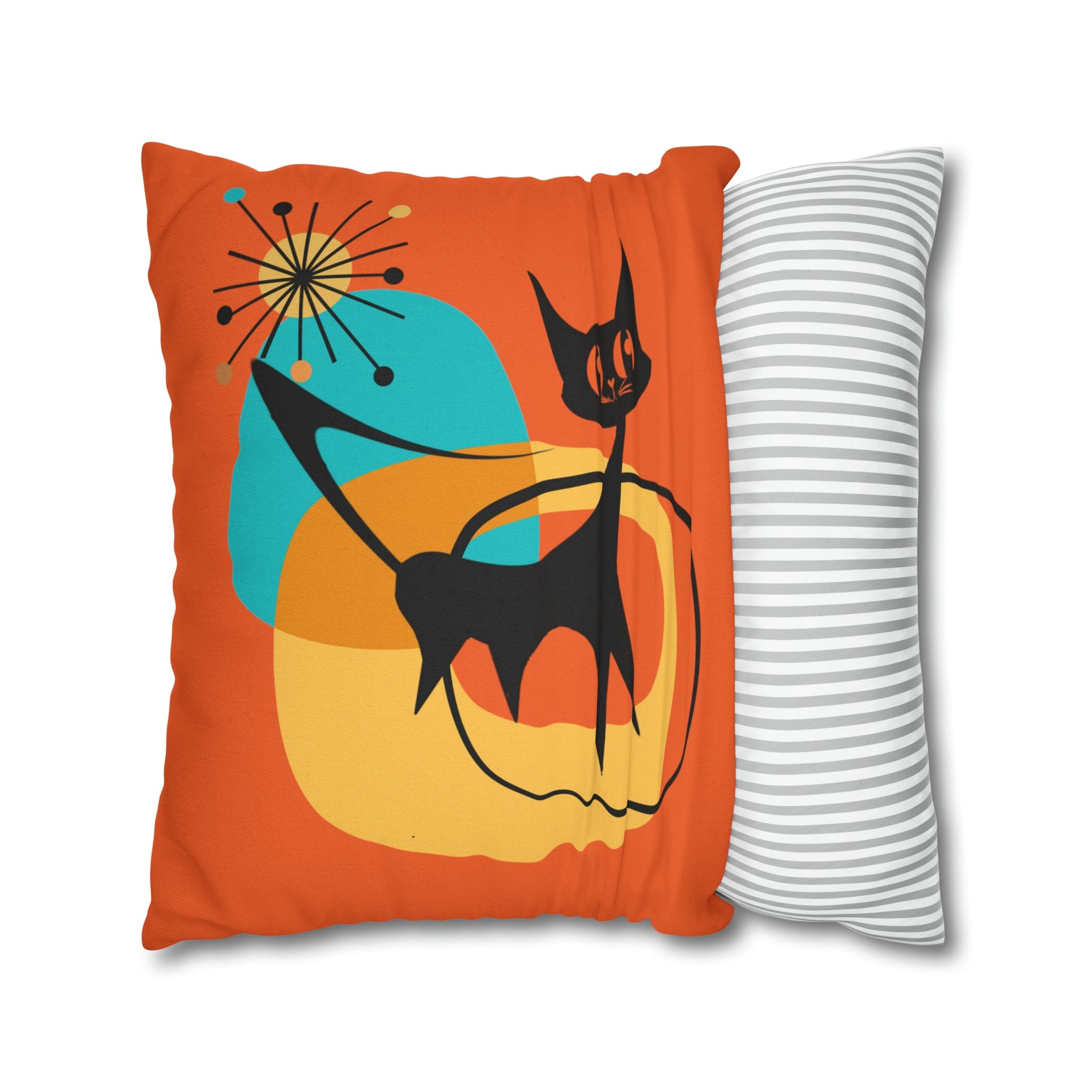 Atomic Cat, Orange Mid Mod Pillow Case ONLY Home Decor