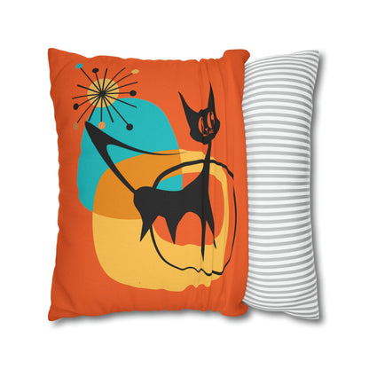 Atomic Cat, Orange Mid Mod Pillow Case ONLY Home Decor