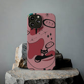 Atomic Cat, Pink Mid Century Modern, Egg Chair, Space Cat, iPhone 15, New Slim Phone Cases Phone Case Mid Century Modern Gal