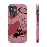 Atomic Cat, Pink Mid Century Modern, Egg Chair, Space Cat, iPhone 15, New Slim Phone Cases Phone Case Mid Century Modern Gal