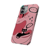 Atomic Cat, Pink Mid Century Modern, Egg Chair, Space Cat, iPhone 15, New Slim Phone Cases Phone Case Mid Century Modern Gal