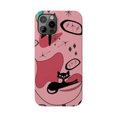 Atomic Cat, Pink Mid Century Modern, Egg Chair, Space Cat, iPhone 15, New Slim Phone Cases Phone Case Mid Century Modern Gal