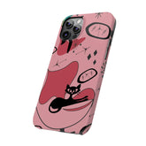 Atomic Cat, Pink Mid Century Modern, Egg Chair, Space Cat, iPhone 15, New Slim Phone Cases Phone Case