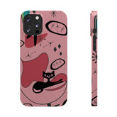 Atomic Cat, Pink Mid Century Modern, Egg Chair, Space Cat, iPhone 15, New Slim Phone Cases Phone Case Mid Century Modern Gal