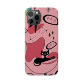 Atomic Cat, Pink Mid Century Modern, Egg Chair, Space Cat, iPhone 15, New Slim Phone Cases Phone Case Mid Century Modern Gal