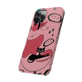 Atomic Cat, Pink Mid Century Modern, Egg Chair, Space Cat, iPhone 15, New Slim Phone Cases Phone Case Mid Century Modern Gal