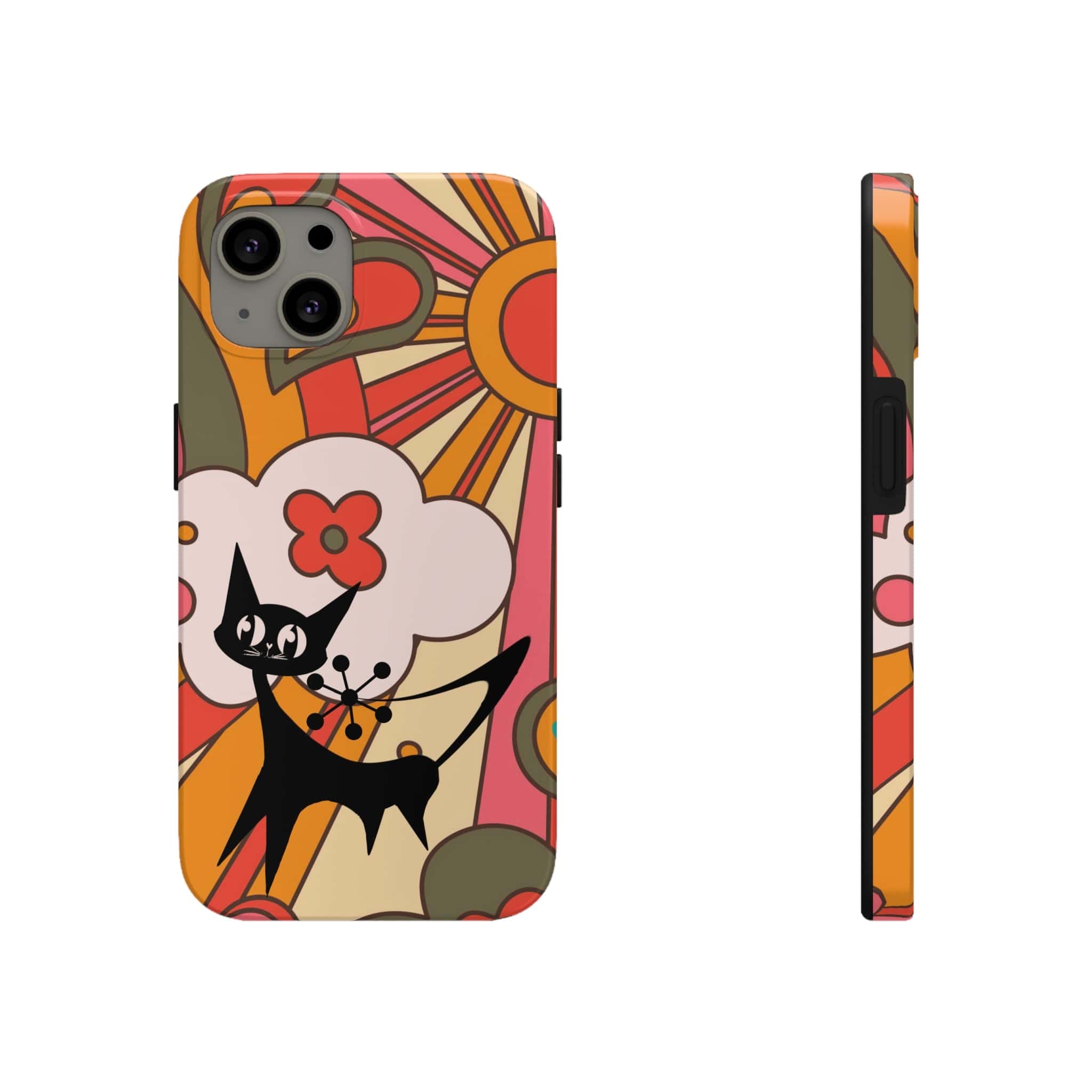 Atomic Cat, Retro Sunburst, Groovy Mod Smart Phone Tough Phone Cases Phone Case