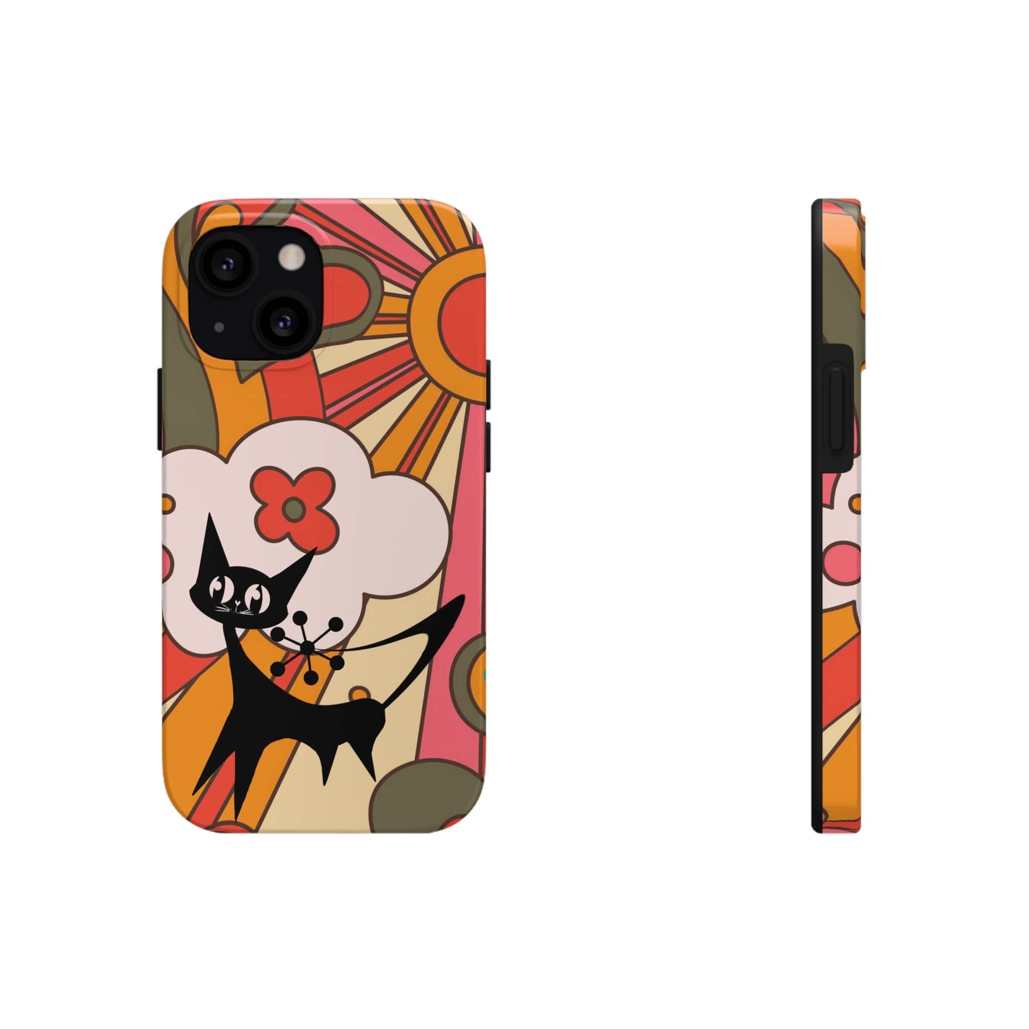 Atomic Cat, Retro Sunburst, Groovy Mod Smart Phone Tough Phone Cases Phone Case