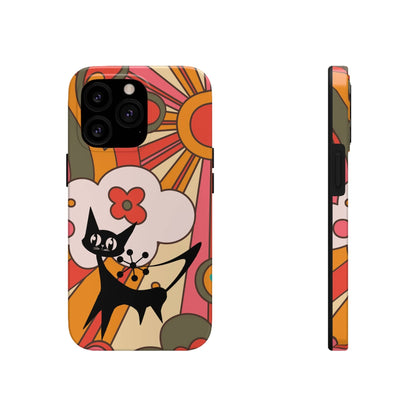 Atomic Cat, Retro Sunburst, Groovy Mod Smart Phone Tough Phone Cases Phone Case