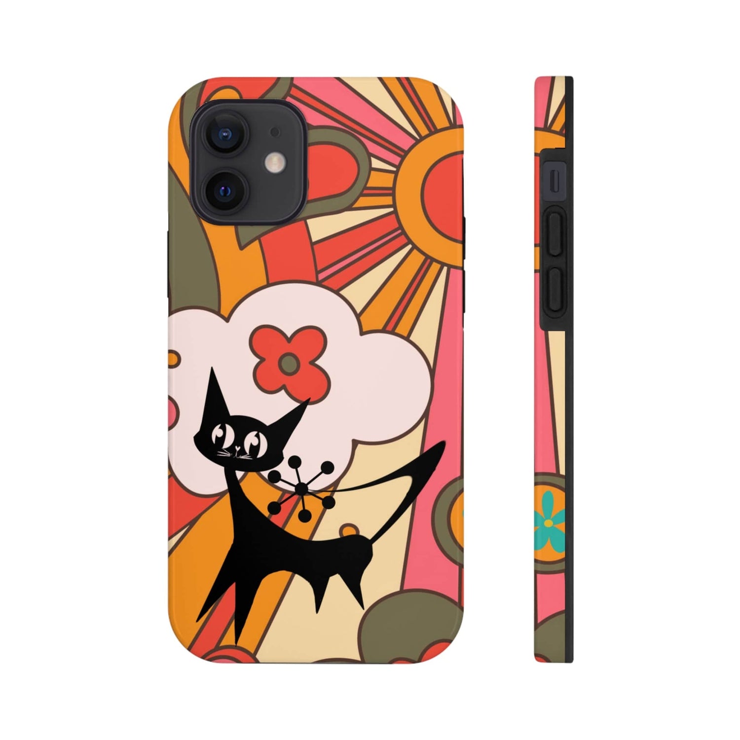 Atomic Cat, Retro Sunburst, Groovy Mod Smart Phone Tough Phone Cases Phone Case