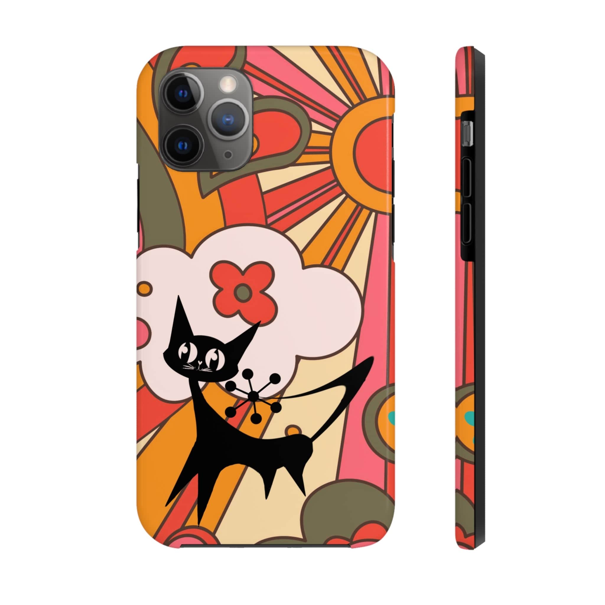 Atomic Cat, Retro Sunburst, Groovy Mod Smart Phone Tough Phone Cases Phone Case