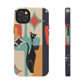 Atomic Cat, Sexton Cat, Mid Mod, Retro Geometric, Starburst Tough Phone Cases Phone Case Mid Century Modern Gal