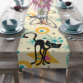 Atomic Cats, Kitschy Kitchen Mid Century Modern Table Runner Home Decor