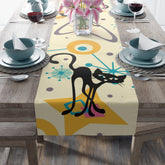 Atomic Cats, Kitschy Kitchen Mid Century Modern Table Runner Home Decor