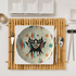 Atomic Cats, Kitschy Retro Kitchenware, Mid Century Modern Dinner Plates Kitchenware