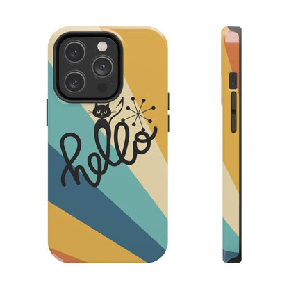 Atomic Groovy Cat, Retro, Kitschy, Hello Starburst, Mid Mod Smart Phone Tough Phone Cases Phone Case