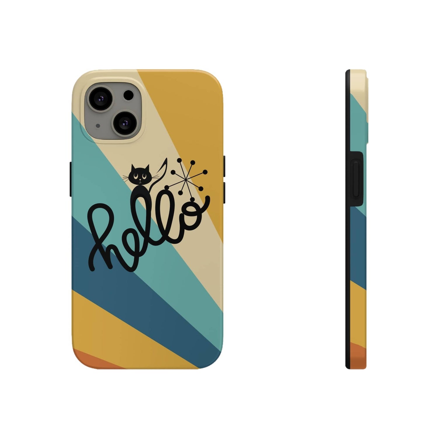 Atomic Groovy Cat, Retro, Kitschy, Hello Starburst, Mid Mod Smart Phone Tough Phone Cases Phone Case