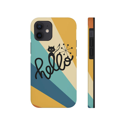 Atomic Groovy Cat, Retro, Kitschy, Hello Starburst, Mid Mod Smart Phone Tough Phone Cases Phone Case