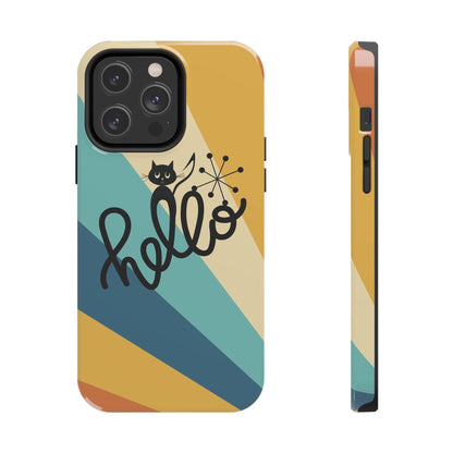 Atomic Groovy Cat, Retro, Kitschy, Hello Starburst, Mid Mod Smart Phone Tough Phone Cases Phone Case