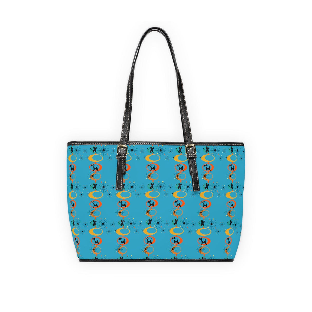 Atomic Space Cat, Turquoise Blue, Mid Mod Retro Shoulder Bag Bags