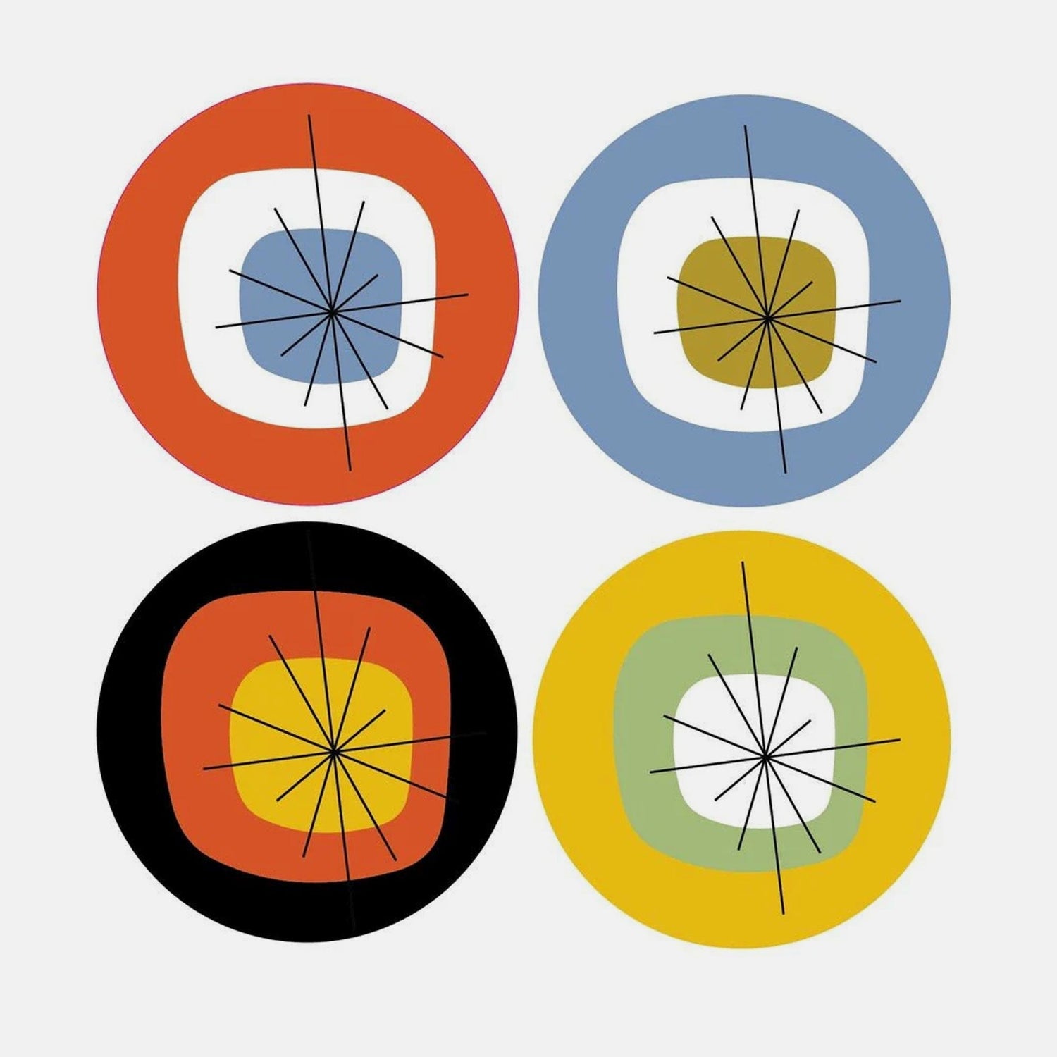 Atomic Vinyl Coasters - Set of 8 - Mixed Colors
