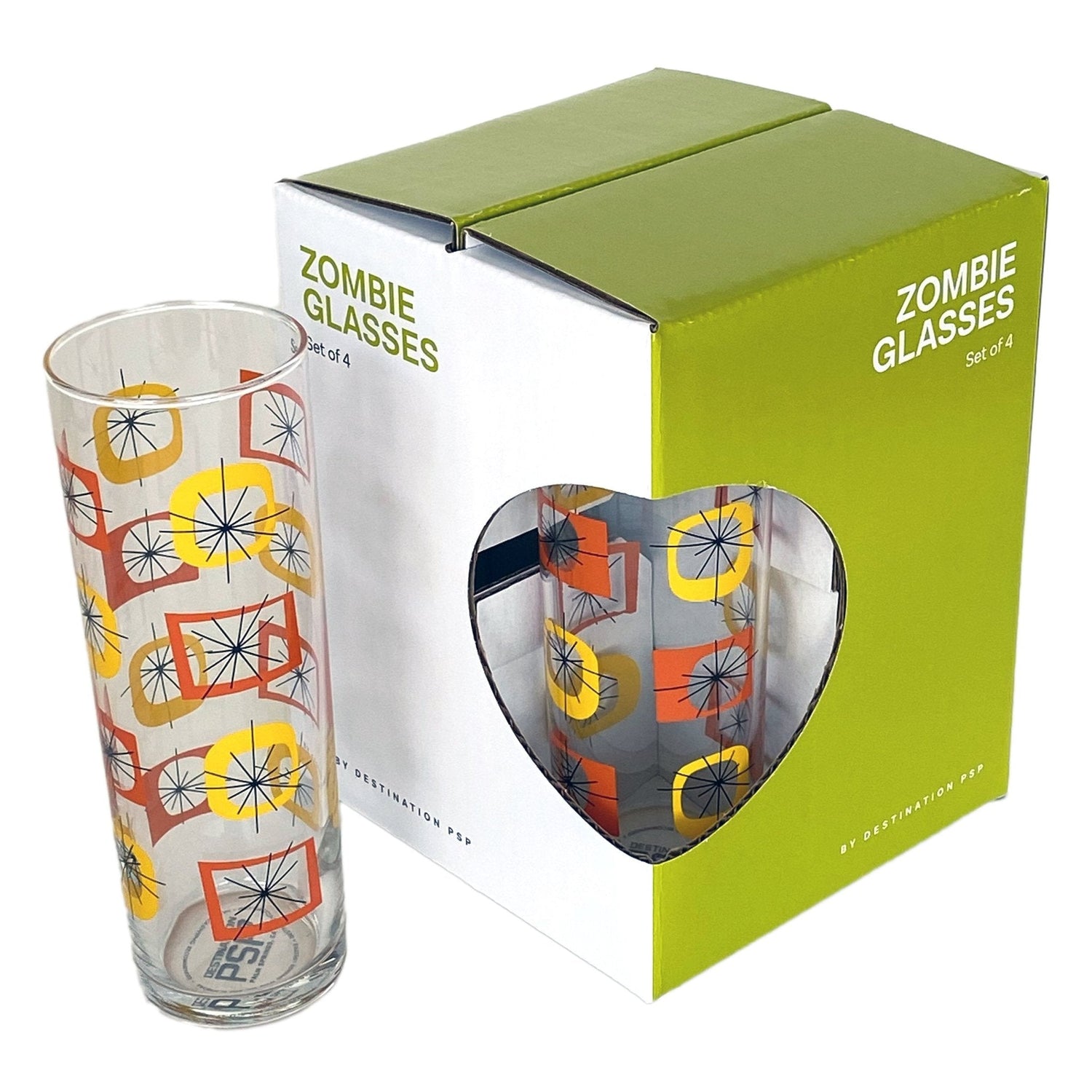 Atomic Zombie Glass - Orange / Yellow (Set of 4)