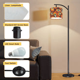 Mid Century Modern Maximalist Retro Brown Golden Yellow Retro Arc Floor Lamp - Mid Century Modern Gal