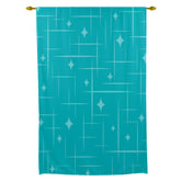 Mid Century Modern Dark Aqua Starburst Mod Retro Tie Up Curtain - Mid Century Modern Gal