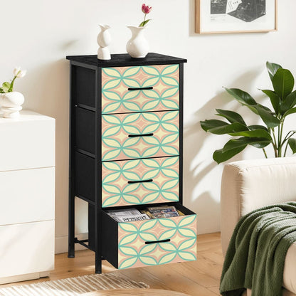 Mid Century Modern Starburst Diamond Pink, Mint Green 4-Drawer Dresser - Mid Century Modern Gal