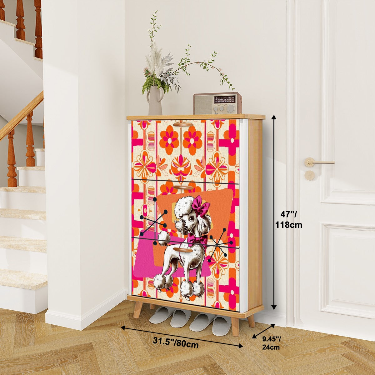 Mid Century Modern Poodle 50s Kitschy Retro Shoe Cabinet
