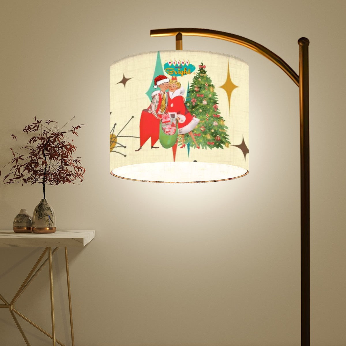 Christmas Retro Kitsch Vintage Inspired Arc Floor Lamp Shade