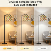 Mid Century Modern Scandinavian Floral Earth Tones Arc Floor Lamp - Mid Century Modern Gal