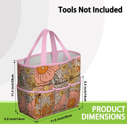 70s Floral Pink Orange Garden Tool Bag